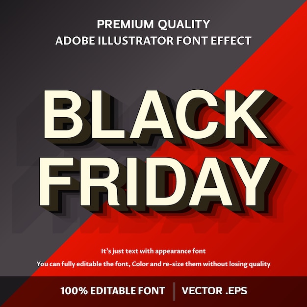 Negrita moderno viernes negro efecto de fuente editable fácil 3d