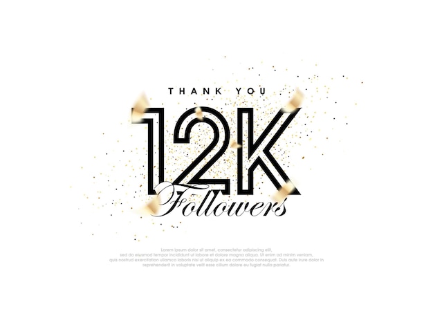 Negro 12k seguidores número logro celebración vector