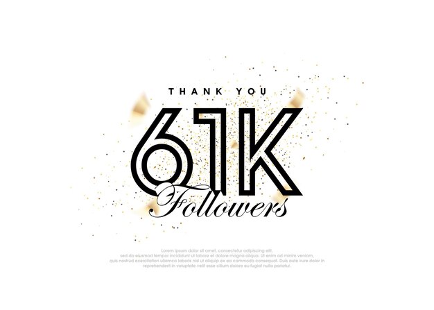 Negro 61k seguidores número logro celebración vector