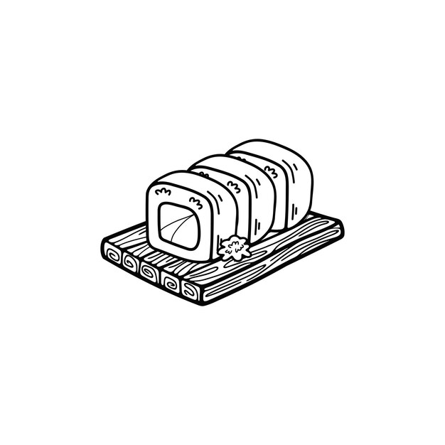 negro y blanco aislar maki sushi comida japonesa ilustración de estilo plano