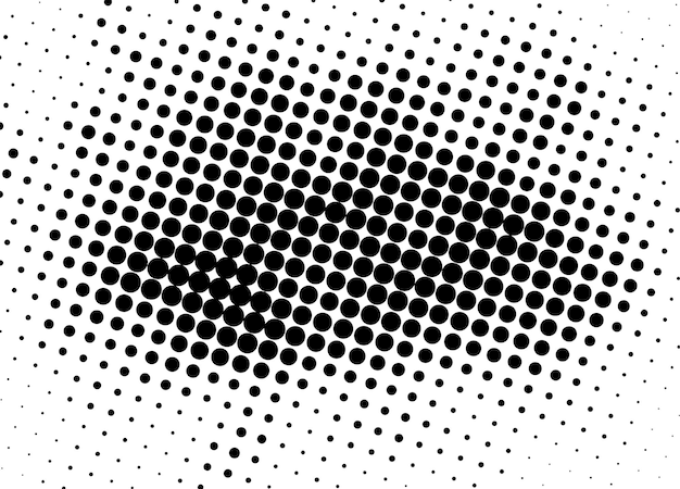 Negro y blanco Efecto de puntos de medio tono Efecto de medio tono Patrón vectorial de puntos circulares aislados en blanco