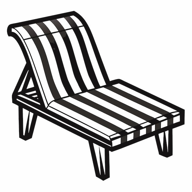Un negro y blanco de una silla de salón con una espalda a rayas