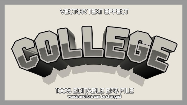 negro editcollege estilo de efecto de texto editable EPS texto editable estilo de efecto de texto efectivo EPS efecto de texto editable