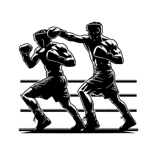 Vector negro y en negrita hombre de boxeo vector icono fuerza icónica logotipo negro con hombre de boxes