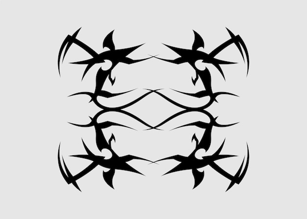 negro simétrico tatuaje tribal espalda mujeres hombres brotot decoración negro aterrador