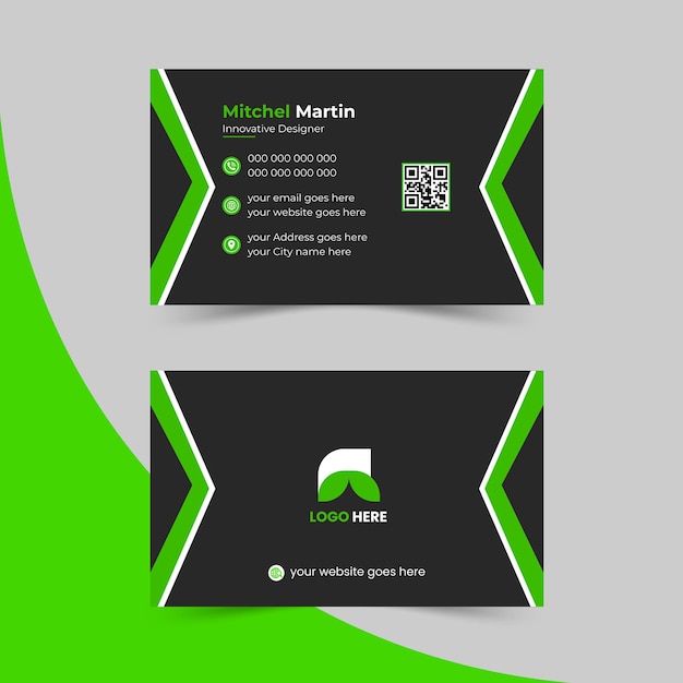 Negro y verde Diseño innovador de la tarjeta de negocios