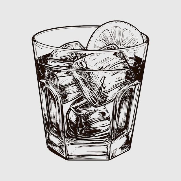Negroni cóctel bebida vector ilustración dibujado boceto grabado ilustración