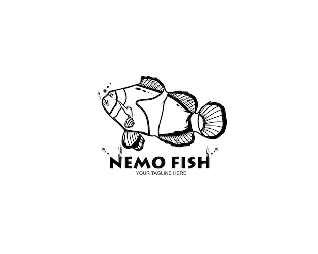 Nemo pez logo silueta vector diseño