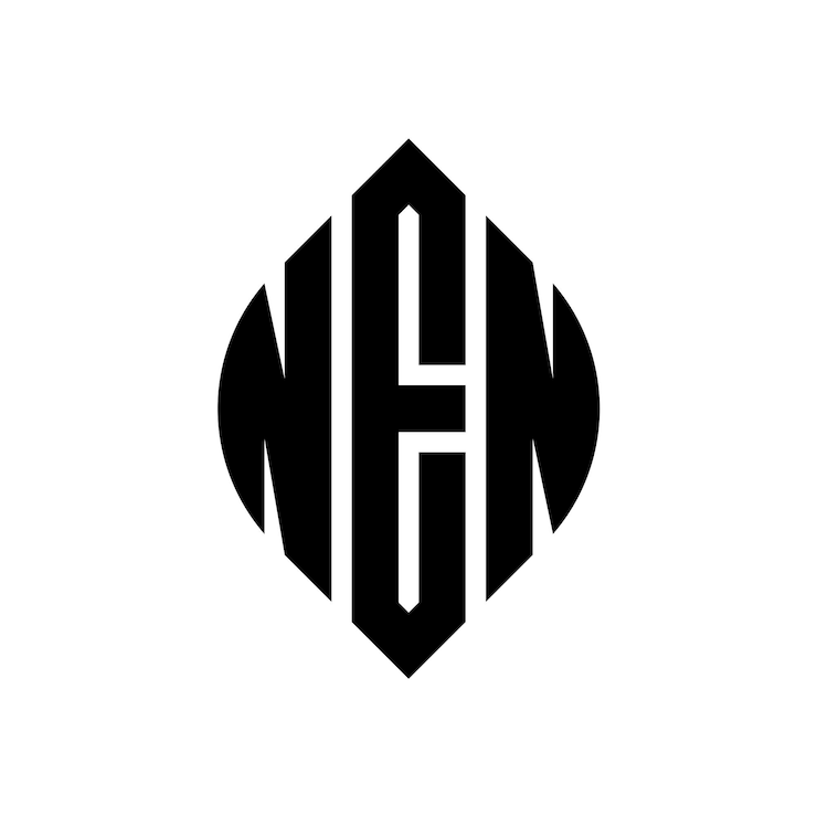 Vector nen diseño del logotipo de la letra del círculo con forma de círculo y elipse nen letras de la elipse con estilo tipográfico las tres iniciales forman un logotipo del círculo nen emblema del círculo abstracto monograma carta marca vector