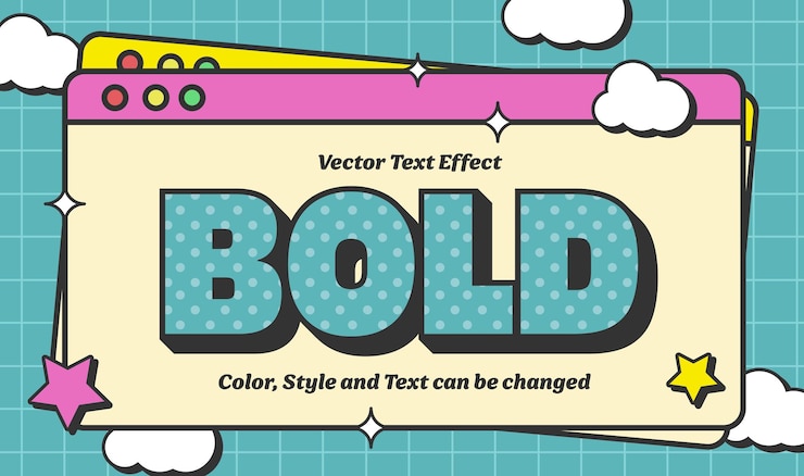 Vector neo brutalismo en negrita texto editable efecto