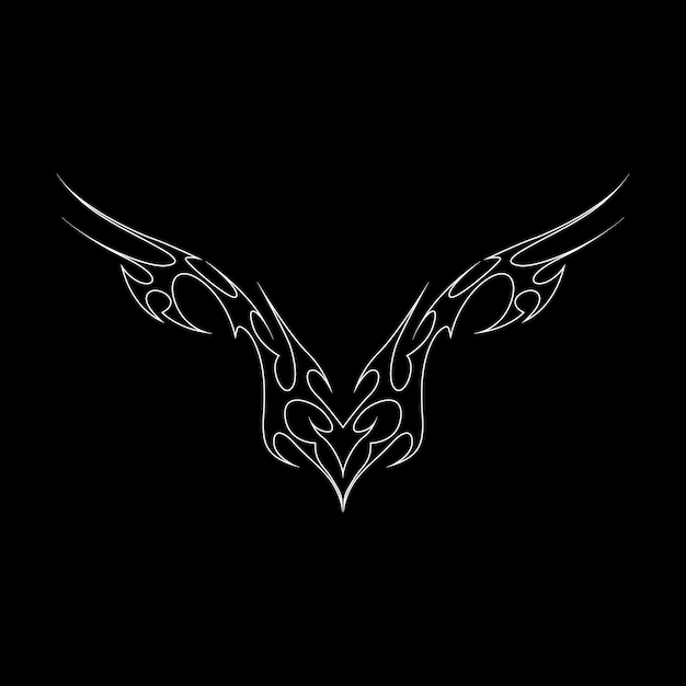 Neo tribal y2k tatuaje de estilo gótico diseño de corazón de sigilismo cibernético Ilustración vectorial de contorno