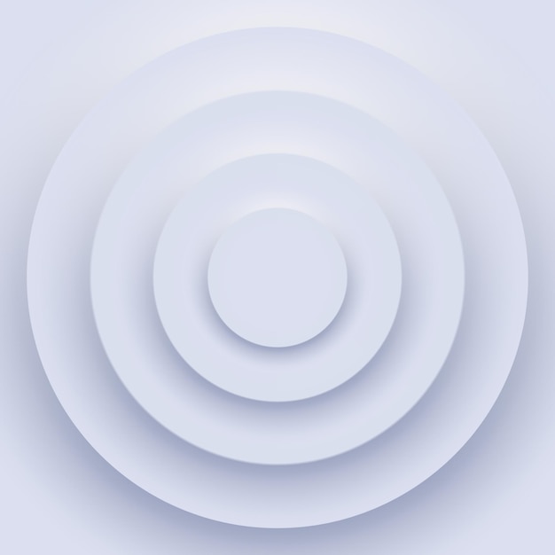 Neomorfismo abstracto minimalista Círculos concéntricos en tonos claros que crean un efecto 3D en capas suaves Representa el equilibrio de la simplicidad y el diseño minimalista