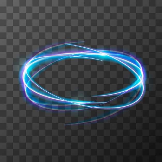 Neón borroso efecto rastro en movimiento. Anillos luminosos sobre fondo transparente.