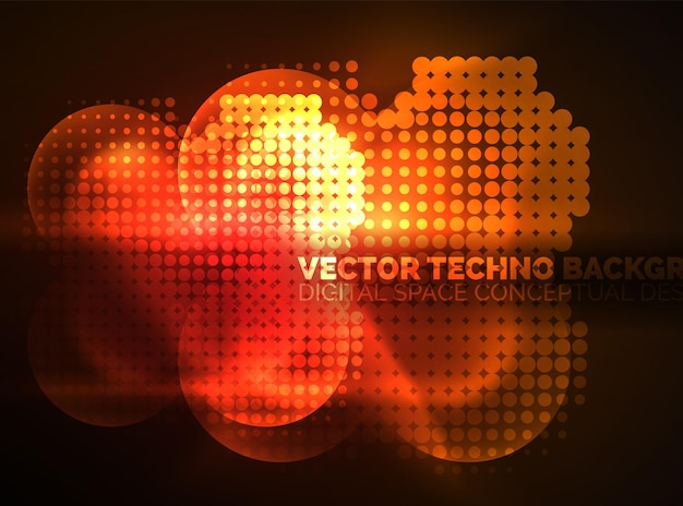 Neón brillante círculos brillantes estructura de partículas de puntos Vector tecnología digital fondo abstracto telón de fondo para presentación techno o plantilla de banner web