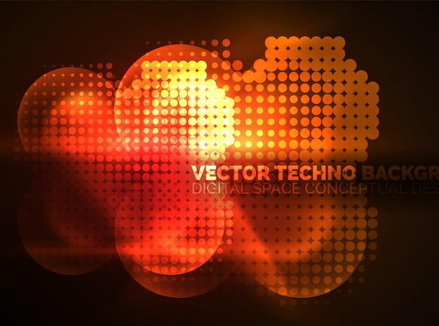 Vector neón brillante círculos brillantes estructura de partículas de puntos vector tecnología digital fondo abstracto telón de fondo para presentación techno o plantilla de banner web