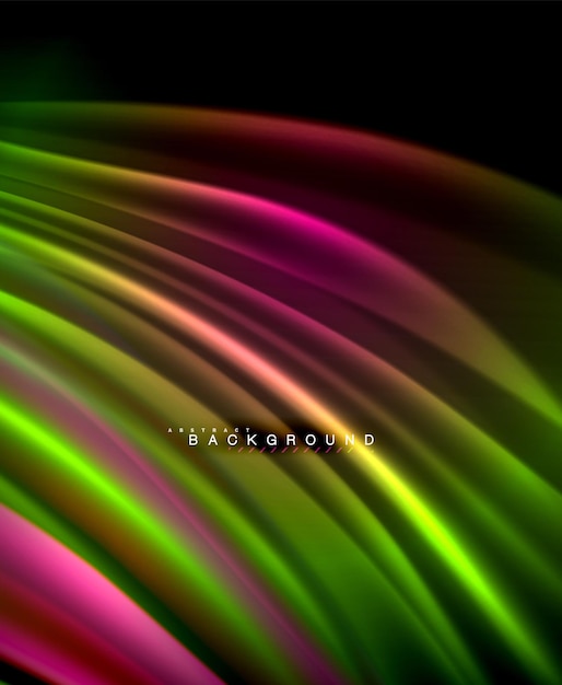 Neón brillante onda energía mágica y fondo de movimiento ligero Plantilla de fondo de pantalla vectorial