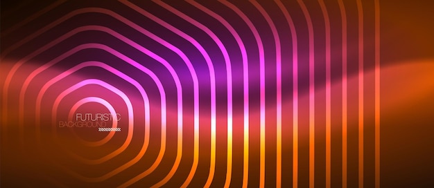 Neón brillante onda energía mágica y fondo de movimiento ligero Plantilla de fondo de pantalla vectorial