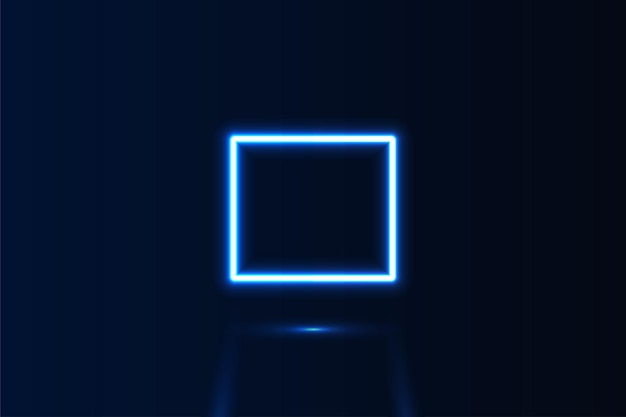Neón Brillo azul luz forma geométrica rectángulo y sombra larga