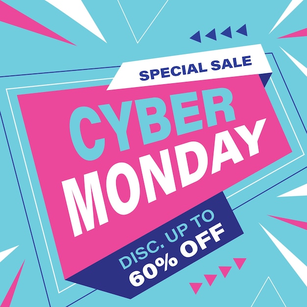 Neón ciber lunes pancarta oferta especial venta plantilla de las redes sociales