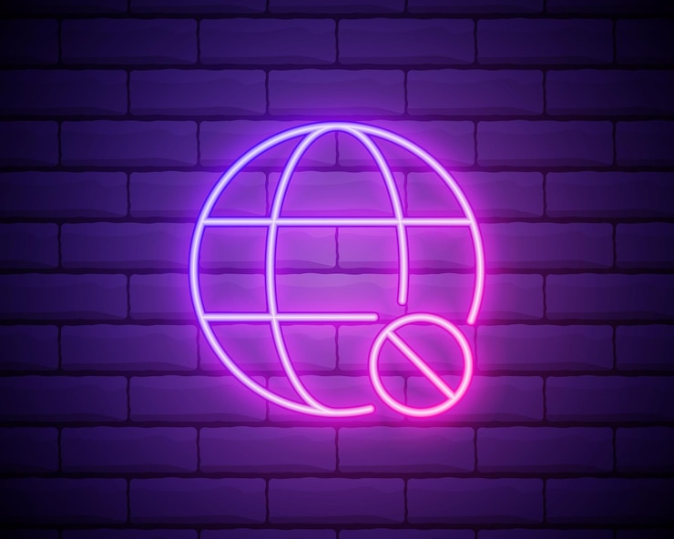 Vector neón sin conexión inalámbrica e ilustración de vector de icono de conexión a internet wifi