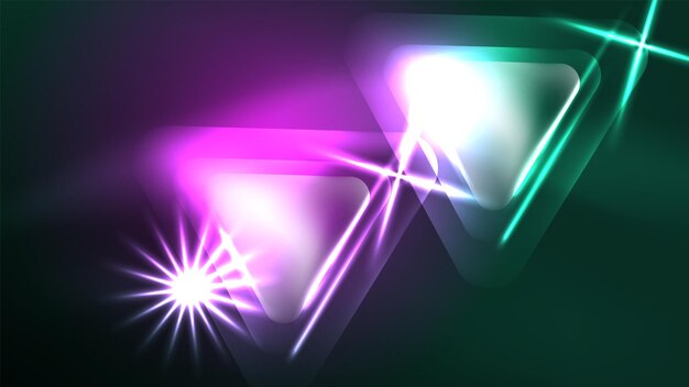 Neon digital Abstracto de fondo Triángulos y luces plantilla de diseño geométrico