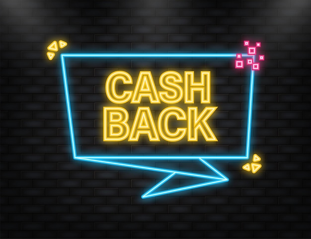 Neon Icon Cashback concepto logo Cash back banner verde sobre fondo blanco