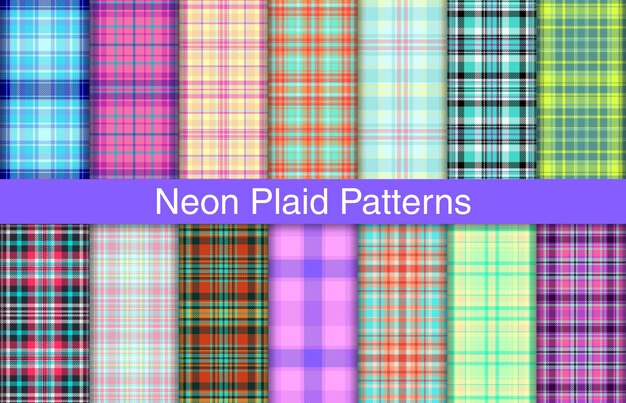 Neon plaid bundles diseño textil patrón de tela a cuadros para camisa vestido traje de embalaje papel de impresión invitación y tarjeta de regalo
