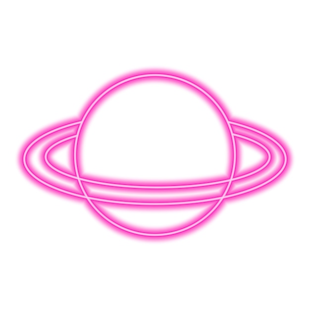 Neón saturno línea icono anillos planetas espacio gigante astronomía rotación astrofísica vector icono para negocios y publicidad