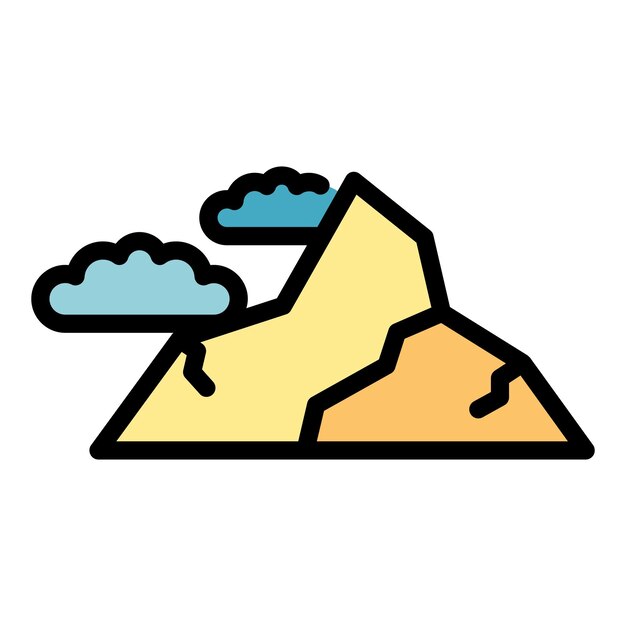 Nepal montañas icono contorno vector horizonte templo ciudad viaje color plano