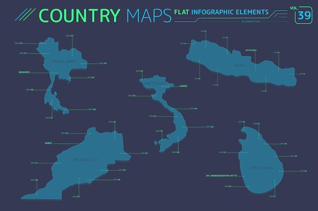 Nepal tailandia vietnam sri lanka y marruecos mapas vectoriales