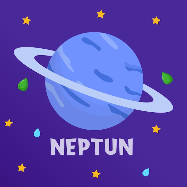 Neptun. tipo de planetas del sistema solar. espacio. ilustración de vector plano.