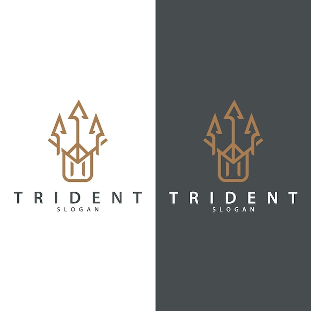 Neptuno Poseidón Tridente Logo Lanza Diseño de plantilla simple y vintage