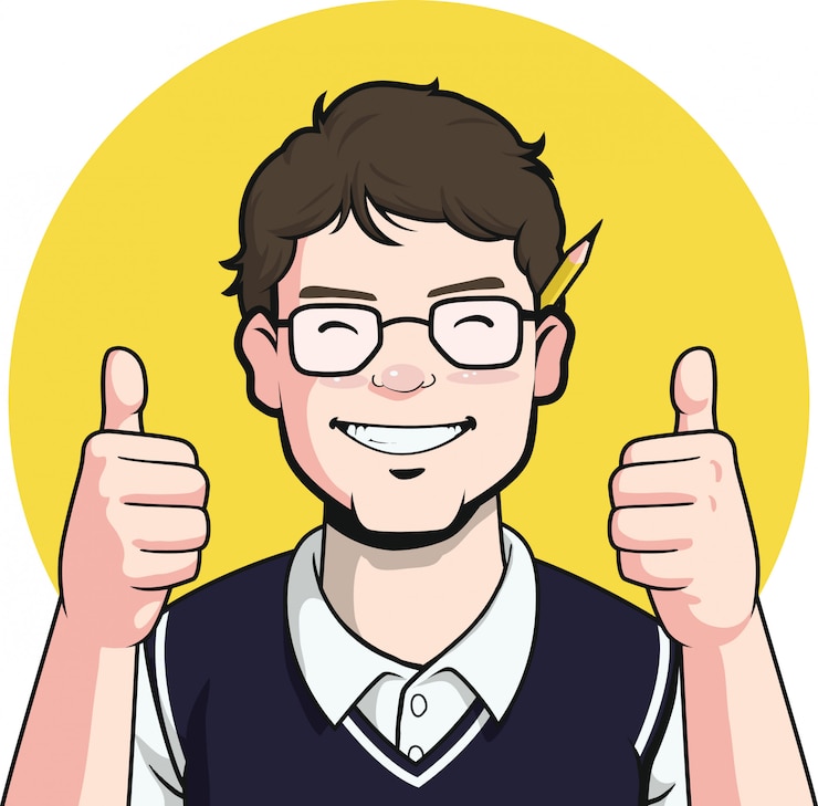 Vector nerd writer guy mascot - pulgar arriba