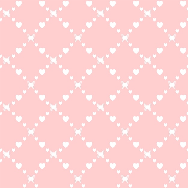 Netting patrón sin costuras abstracto con mariposas y corazones cuadrícula linda fondo Y2K impresión vectorial nostálgica de los años 2000 telón de fondo retrógrado girly celosía estilo de los años 1990