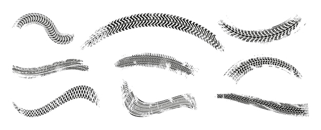 Vector neumáticos de ruedas de grunge trazas huellas de rodadura de automóviles