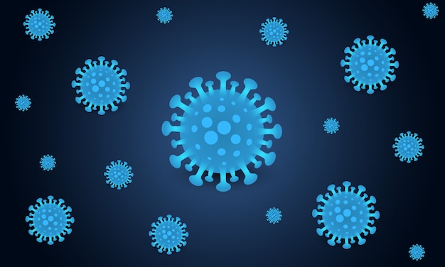 Neumonía por coronavirus nuevo covid-19 en un resumen azul oscuro.