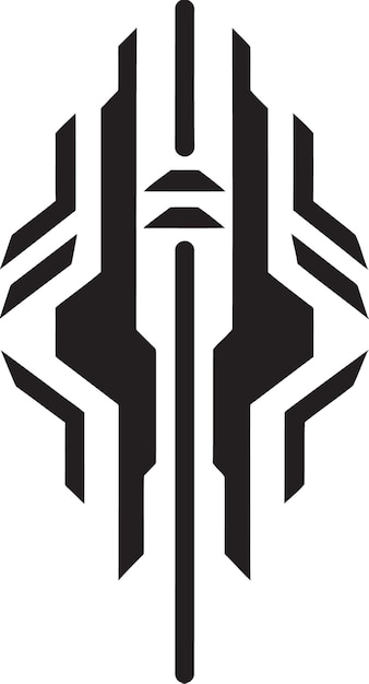 Neural Net Elegance Monochrome Vector Logo para el código de felicidad cibernética Sinfonía elegante emblema negro Il