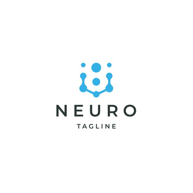 Neuro Logo Design Concept Tech Neuron Connect Data Science Vector plano azul