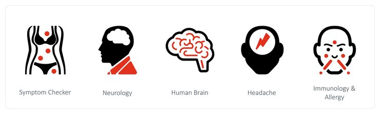 Vector neurología de comprobación de síntomas