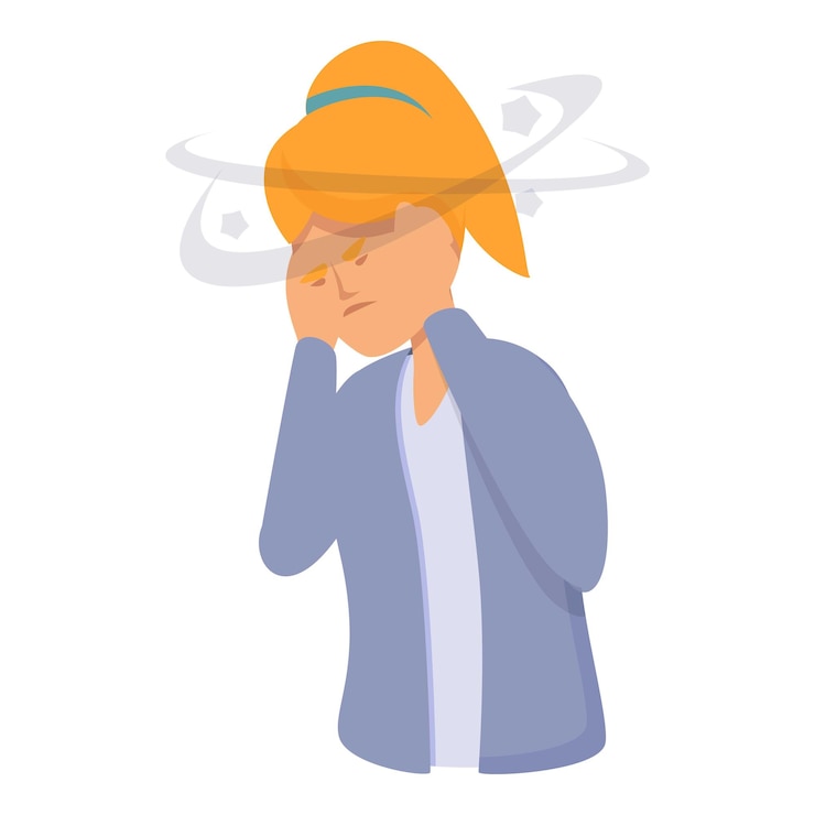 Vector neurología dolor de cabeza icono dibujos animados vector dolor cerebral mareos frío