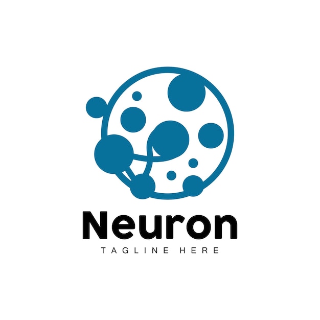 Neuron Logo Design Vector ilustración de células nerviosas Marca de salud de ADN molecular