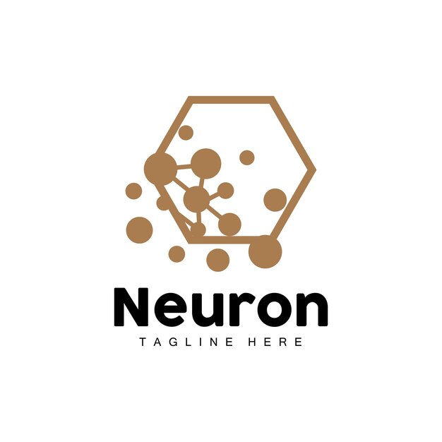 Neuron Logo Design Vector ilustración de células nerviosas Marca de salud de ADN molecular