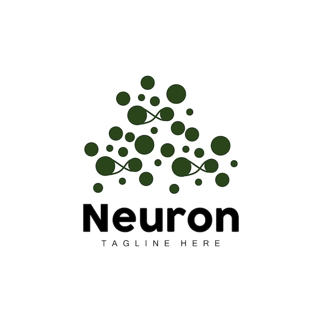 Neuron Logo Design Vector ilustración de células nerviosas Marca de salud de ADN molecular