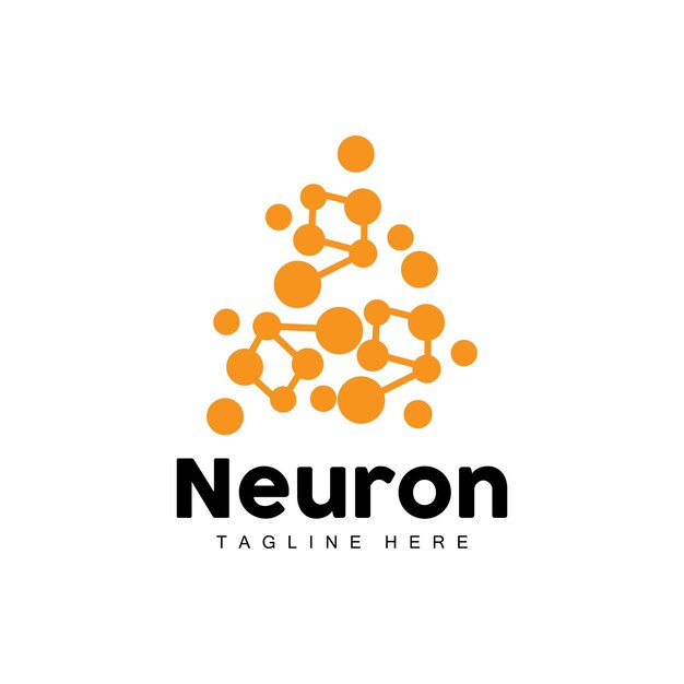 Neuron logo design vector ilustración de células nerviosas marca de salud de adn molecular