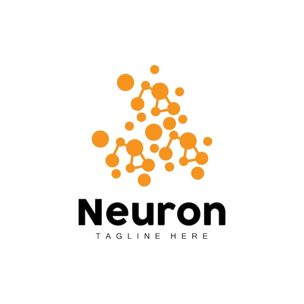 Neuron Logo Design Vector ilustración de células nerviosas Marca de salud de ADN molecular