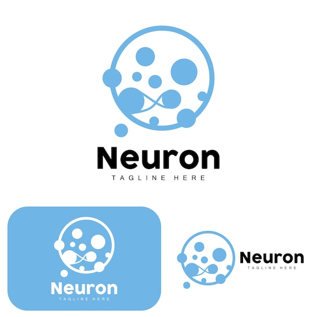 Neuron Logo Design Vector ilustración de células nerviosas Marca de salud de ADN molecular