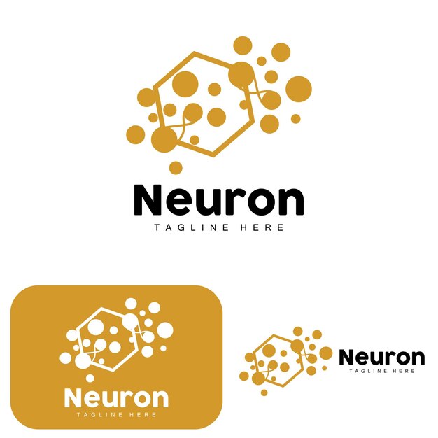 Neuron Logo Design Vector ilustración de células nerviosas Marca de salud de ADN molecular