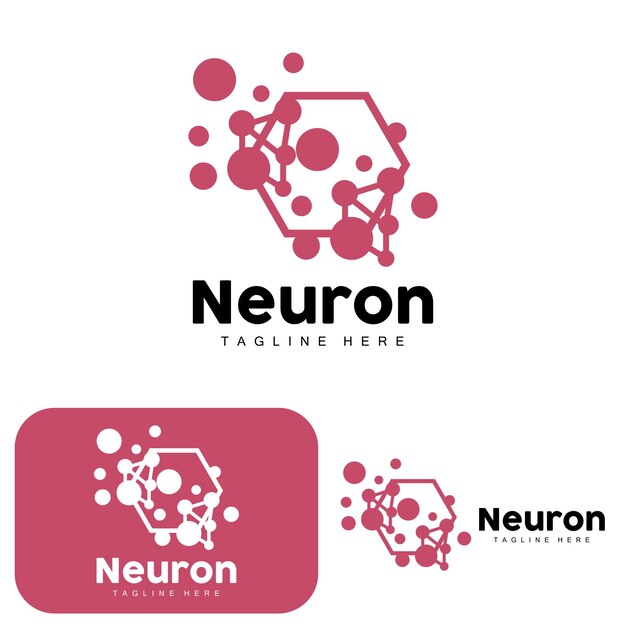 Neuron Logo Design Vector ilustración de células nerviosas Marca de salud de ADN molecular
