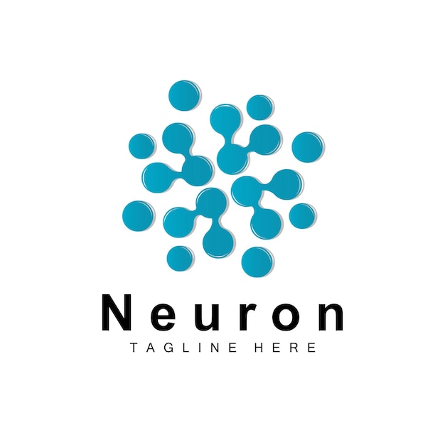 Neuron logo design vector ilustración de células nerviosas marca de salud de adn molecular