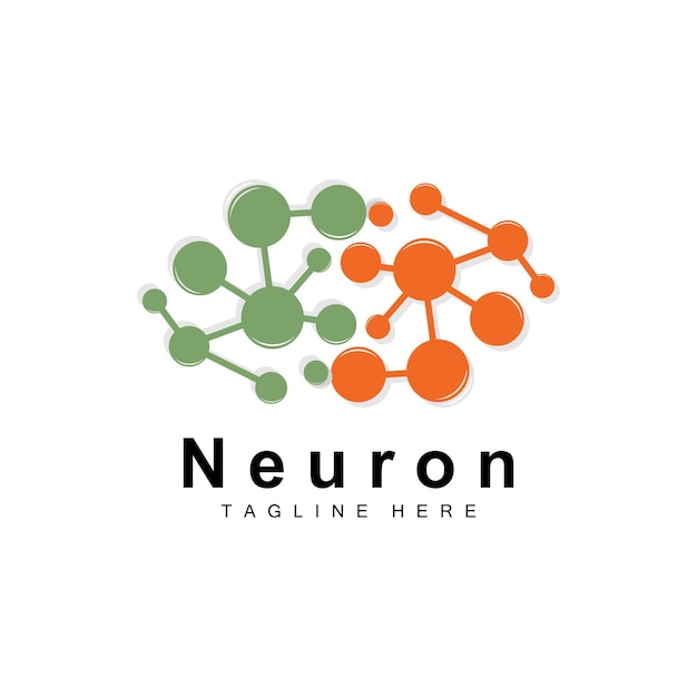 Neuron Logo Design Vector ilustración de células nerviosas Marca de salud de ADN molecular